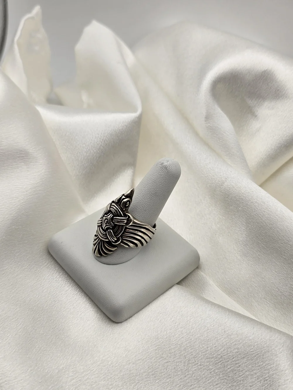 Luxury Oxidized Sterling Silver 925 Falcon Statement Ring